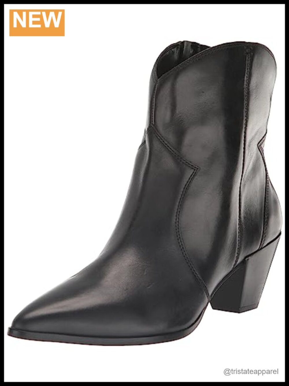 Leather Ankle Bootie with Zipper Closure and Pointed Toe
